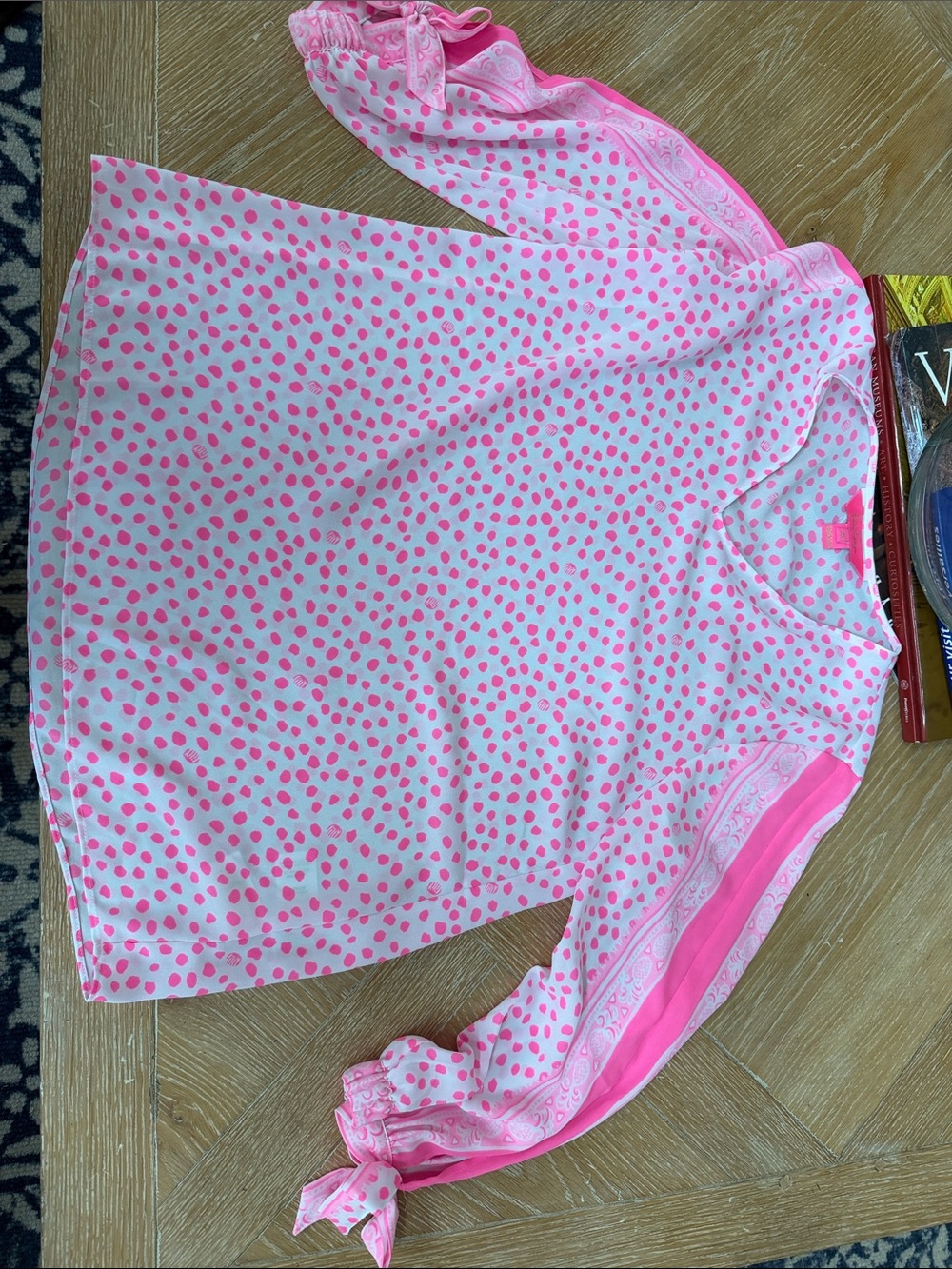Lilly Pulitzer Pink and White Polka Dot Long-Sleeve Pajama Top